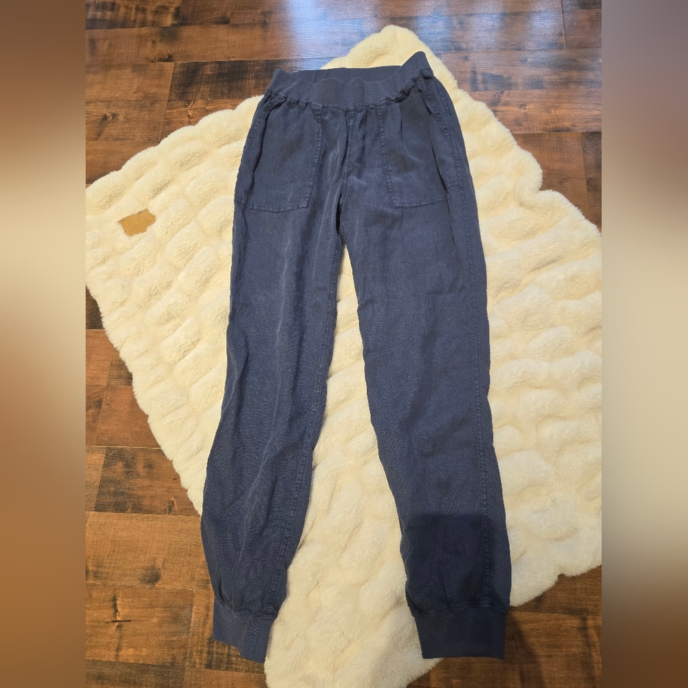 Faherty Tencel Linen Cotton Blend Joggers [Small] Soft Blue Pockets Lagenlook